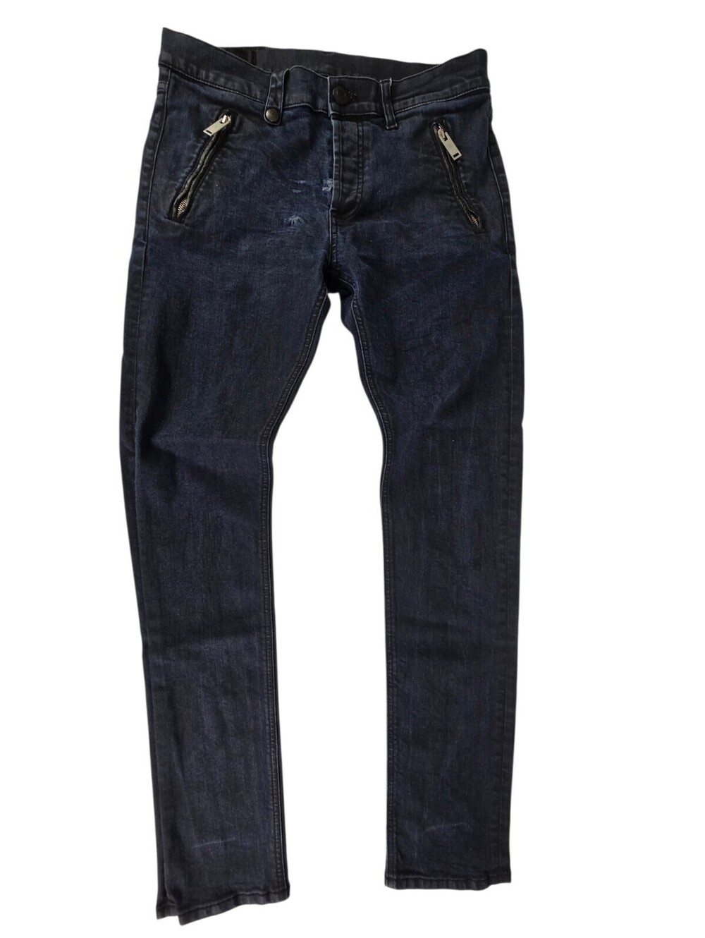 Alexander McQueen Black Slim Fit Jeans Women Size 50 Leather Pocket (Fits 30x31)